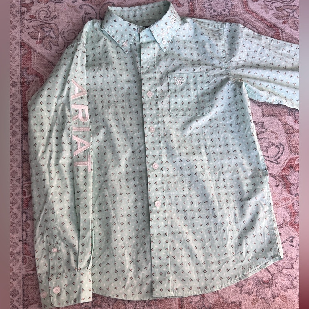 Ariat Boys  Light Green Patterned Shirt